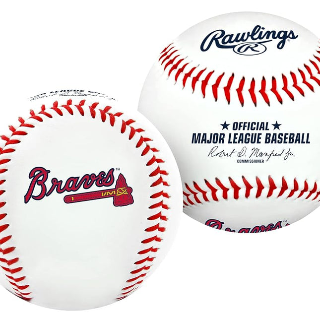 Rawlings MLB Atlanta Braves Team Logo Baseball, Official, White