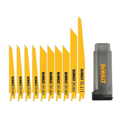 DEWALT Reciprocating Saw Blades, Bi-Metal Set with Case, 10-Piece (DW4898), Yellow