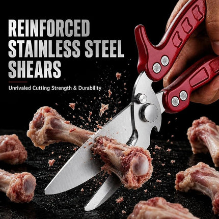 DRAGON RIOT Heavy Duty Poultry Shears - A Must Have Kitchen Shears for Chicken and Meat Cutting - Dishwasher Safe and Stainless Food Kitchen Scissors for Thanksgiving(Burgundy)