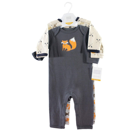 Hudson Baby Baby Cotton Union Suit, 3 Pack, Forest, 9 Months