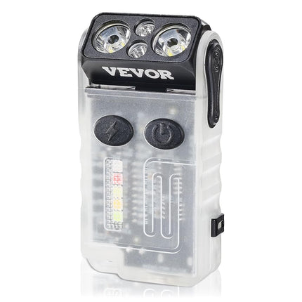 VEVOR Rechargeable Keychain Flashlight, Mini LED Flashlight with 13 Lighting Modes, Portable Pocket Flashlight with Clip, Magnetic Tail & 180° Rotating Head for Everyday Carry, Camping, Emergencies