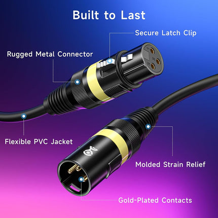 Cable Matters 2-Pack 22AWG 3-Pin XLR DMX Lighting Cable, 3ft