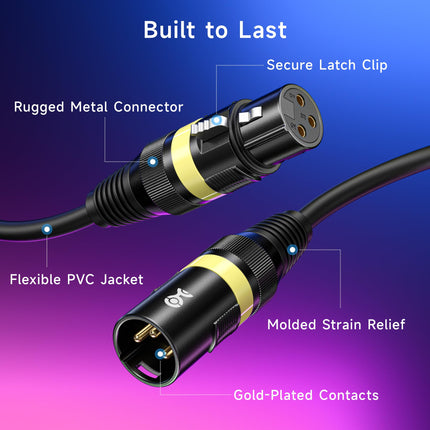 Cable Matters - Cable DMX para luces de escenario (2 unidades, 22 AWG, 7,6 m) con conector XLR de 3 pines, cable de iluminación DMX de 3 pines XLR macho a hembra