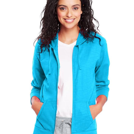 Hanes Women's Jersey Full Zip Hoodie, Process Blue
