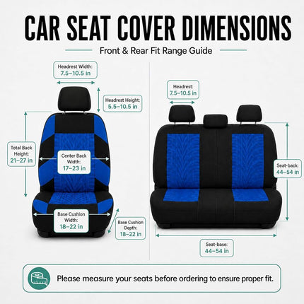 FH GROUP Car Seat Covers Full Set Premium Cloth - Universal Fit,Automotive Seat Cover,Low Back Front Seat Covers,Airbag Compatible,Split Bench Rear Seat,Washable Seat Cover for SUV,Sedan Blue