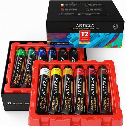ARTEZA Acrylic Paint, A719 Pearl Electric Blue, 16.9 fl oz, 500ml Jar, Opaque, Quick-Drying, Acrylic Paints for Painting on Canvas