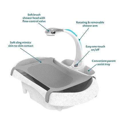 The First Years Rain Shower Baby Spa Baby Bathtub for Newborn to Toddler with Soothing Spray Baby Shower Head