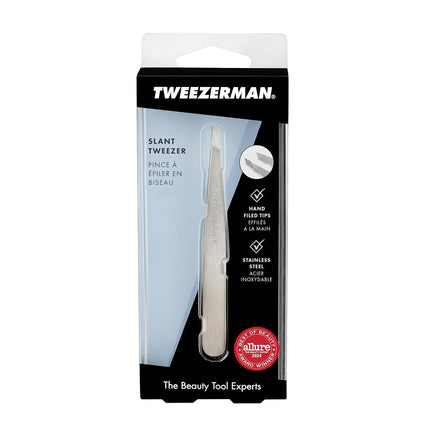 Tweezerman Stainless Steel Slant Tweezer, Silver