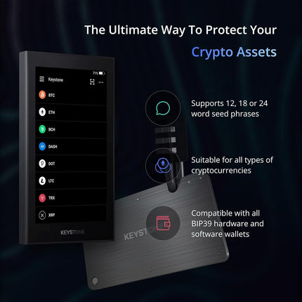 KEYSTONE Crypto Seed Storage, Crypto Metal Wallet, Cold Backup, 24 Words Bitcoin Key Phrase Storage, 304 Steel Plate, Compatible with All BIP39 Wallets (Keystone Tablet)