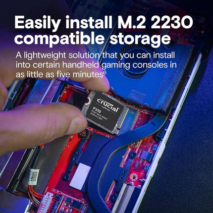 Crucial P310 SSD 2TB M.2 2230 NVMe PCIe Gen4, Up to 7,100 MB/s, Compatible with Steam Deck, ASUS ROG Ally, MSI Claw & Microsoft Surface, Solid State Drive - CT2000P310SSD2
