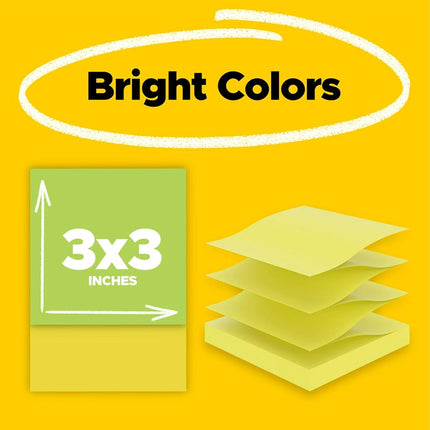 Post-it Pop-up Notes, 3x3 in, 3 Pads, America's #1 Favorite Sticky Notes, Floral Fantasy Collection, Bold Colors (Green, Yellow, Orange, Purple, Blue), Clean Removal, Recyclable (3301-3AU-FF)