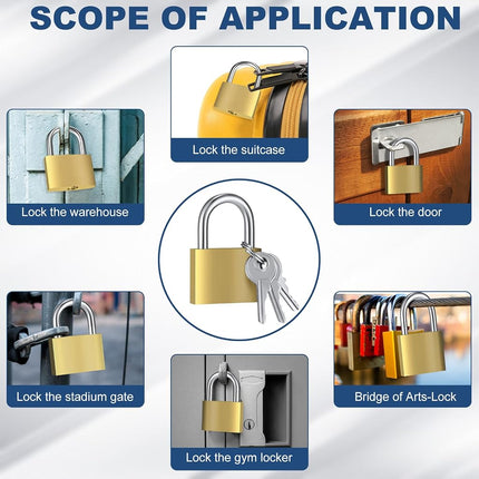 Yaocom 24 Pcs Solid Brass Keyed Padlock, Small Yellow Gym Lock, Strong Padlock with Same Key for Luggage Toolbox (30mm 1-3/16'')
