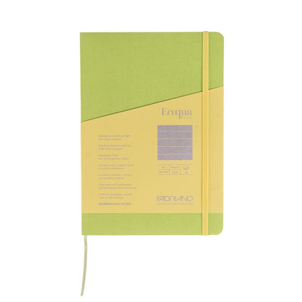 Fabriano Ecoqua Plus Stitch-Bound Notebook, 5.8" x 8.3", A5, Lined, Lime