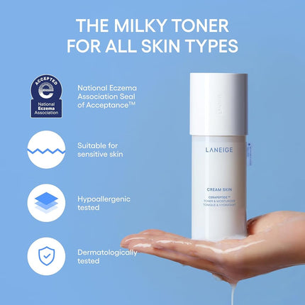 LANEIGE Cream Skin Cerapeptide™ Toner & Moisturizer: Lightweight Refillable Korean Milky Toner with Ceramide & Peptide for Hydration, Firming, & Barrier Support 320ml