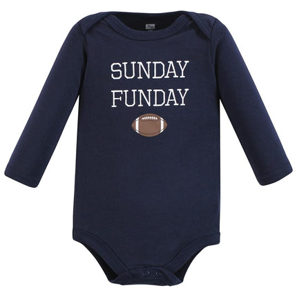 Hudson Baby unisex-baby Cotton Long-sleeve Bodysuits, Sports Stripes, Newborn