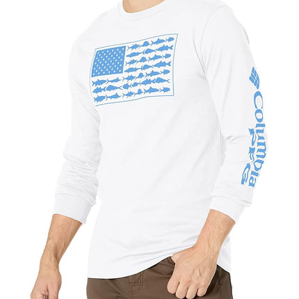 Columbia Men's Long Sleeve Tee Shirt Outdoors Fish