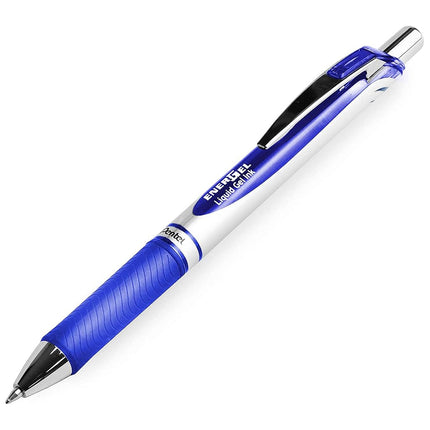 Pentel EnerGel XM BL77 - Retractable Liquid Gel Ink Pen - 0.7mm - 54% Recycled - In Envelope Gift Packaging - Blue - Pack of 3