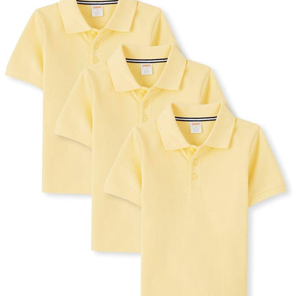 Gymboree Boys and Toddler Short Sleeve Polo Shirt, Light Yellow 3-Pack, 5T