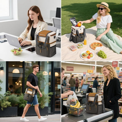 Maelstrom Lunch Box for Women, 20L Insulated Lunch Bag Men, Leakproof Double Deck Cooler Bag, Soft Lunch Cooler with Quick Access Flip-Top Lid