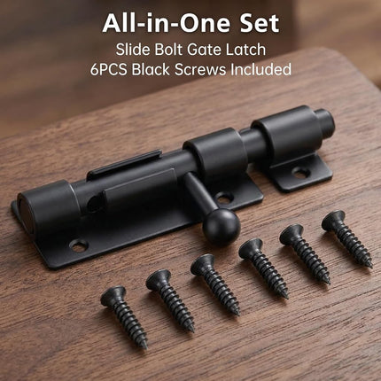 2 Pack 4 inch Slide Barrel Bolt Gate Latch Black