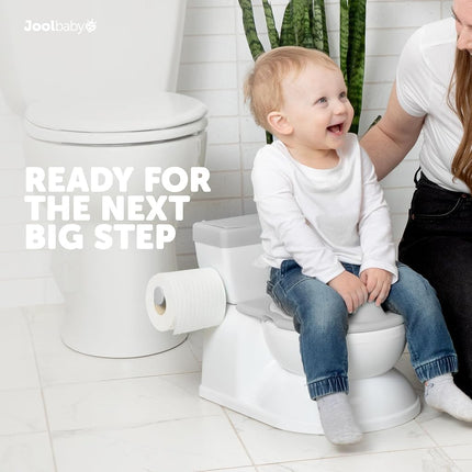 Real Feel Potty with Wipes Storage, Transition Seat & Disposable Liners - Realistic Toilet - Easy to Clean & Assemble - Jool Baby (Grey)