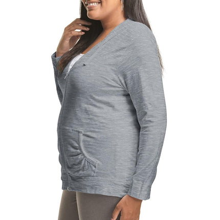 Just My Size Women's Lightweight Slub Jersey Jacket, Dada Gray Pe Heather, 20