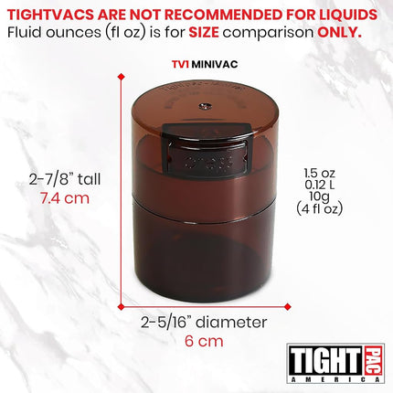 Tightpac America Minivac 1-Ounce Vacuum Sealed Dry Goods Storage Container, Mocha Tinted