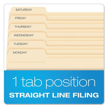 Pendaflex Essentials File Folders, Letter Size, 1/3 Cut, Position 1, Manila, 100 per Box (752 1/3-1)