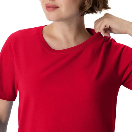 Hanes Women's Perfect-T Short Sleeve Cotton Crewneck T-Shirt, Deep Red, S