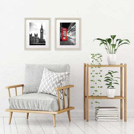 Americanflat 11x14 Light Wood Picture Frame - Displays 8x10 with Mat or 11x14 Without Mat - Engineered Wood with Shatter Resistant Glass - Horizontal and Vertical Formats for Wall