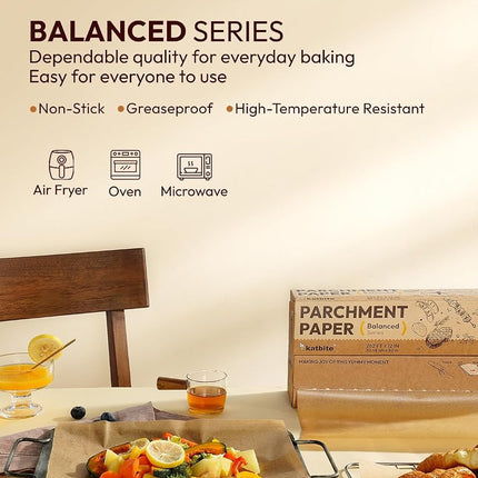 Katbite Unbleached Parchment Paper Roll, 12 in x 262 Ft, Non-Stick