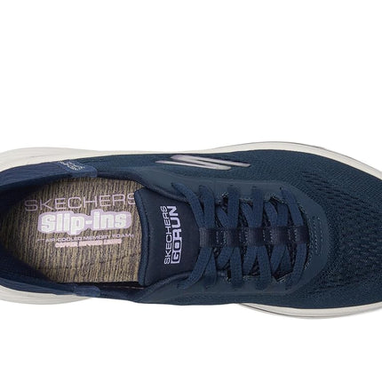 Skechers Women's Max Cushioning Elite 2.0 Vanish Hands Free Slip-ins Sneaker, Navy/Lavender, 5.5 UK Wide
