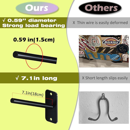 Lhysn Skateboard Wall Mount Skateboard Hanger Skate Deck Display Holder Skateboard Hook Ski Rack for Garage Longboard Rack Snowboard Storage (4pcs)