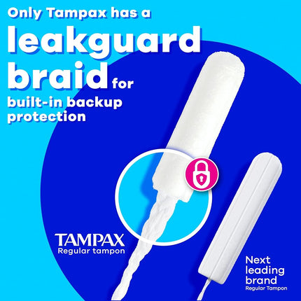 Tampax Tampons with Plastic Applicator, Regular/Super Absorbency Duo Pack, Unscented, 34 Count