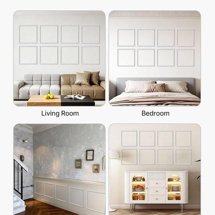 VEVOR Wall Molding 12 Pack, 51 x 51 cm Wainscoting Panels Kit, Lightweight Paintable Polystyrene, Easy to Install, Waterproof Accent Wall Trim for Interior Décor Living Room, Bedroom, Home, White