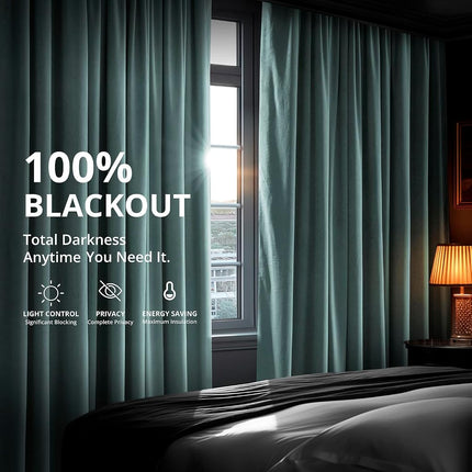HPD Half Price Drapes Signature Velvet Thermal Blackout Curtains for Living Room 108 Inch Long (1 Panel) Rod Pocket Insulated Blackout Curtains for Bedroom Window Curtains, 50W x 108L, Skylark Blue