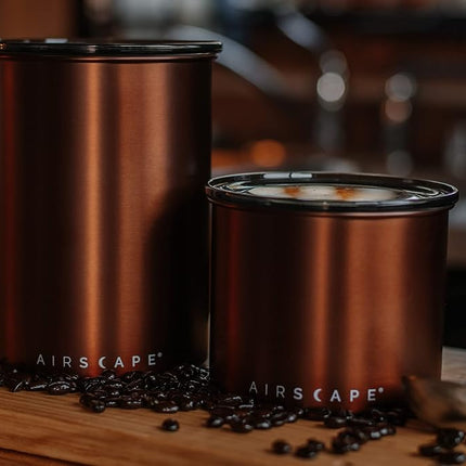 Planetary Design Airscape Stainless Steel Coffee Canister | Food Storage Container | Patented Airtight Lid | Small Brushed Copper