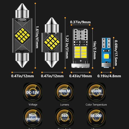 Zakolak 24PCS LED Interior Car Lights, Extremely Bright 6500K White LED Bulb Kit, Applicable to Dome Map Door Lights and Other Parts Replacement for Your Cars, to Help You See Inside The Car at Night