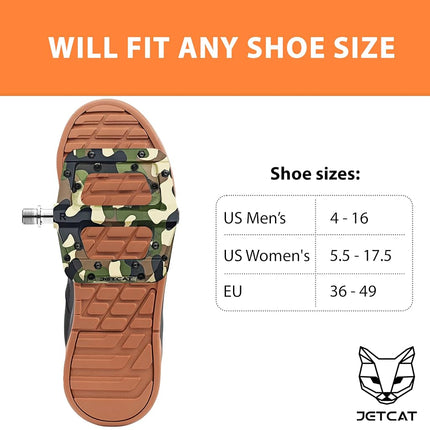 JETCAT Mountain Bike Pedals Flat - MTB Pedals Flat, Bicycle Pedals for BMX/MTN/Road/Gravel/EBike, BMX Pedals, Platform Pedals, Adults & Kids Bike Replacement - Camouflage 9/16