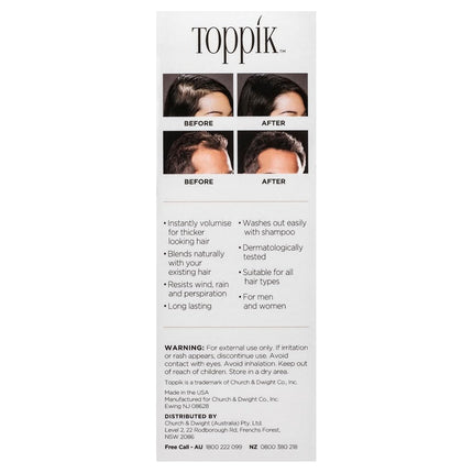 Toppik Hair Building Fibres for Fuller Thicker Looking Hair, Black, 27.5g