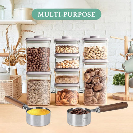 FAFAFLYER Food Scoop Measuring Cup - 1/4 Cup (4 Tablespoon | 2 Oz. | 60 mL),304 stainless steels,Black walnut long handle