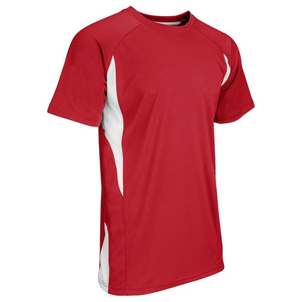 CHAMPRO Men's Bst65ascws Top Spin Lightweight Polyester Baseball Jersey, Scarlet,White, Small