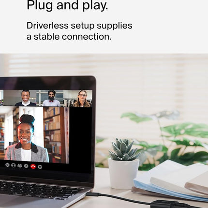Belkin Connect USB-C to Ethernet + Charge Adapter 100W w/Gigabit Ethernet Port and USB-C Port - [10/100/1000] Mbps for Fast Internet Connection - Compatible with iPhone 16, 15, Galaxy S24 & More