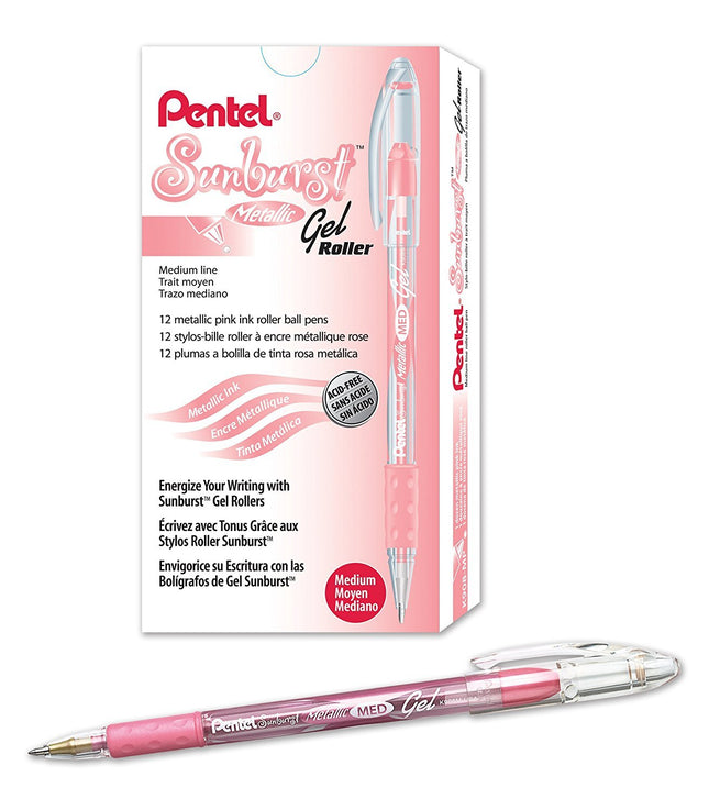 Pentel Sunburst Metallic Gel Pen, 0.8mm Tip Writes