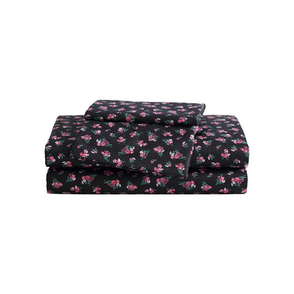 Betsey Johnson - King Sheet Set, Soft & Lightweight Bedding, Fade & Wrinkle Resistant (Bouquet Ditsy Black, King)