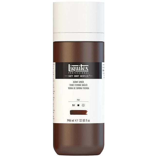 Liquitex Professional Soft Body Acrylic Paint 32-oz bottle, Burnt Umber