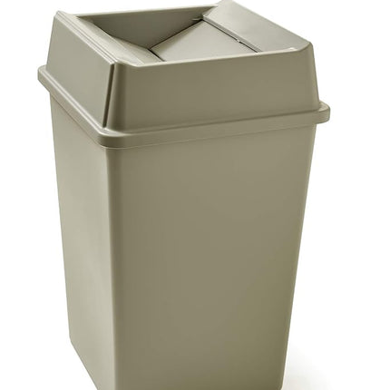 Rubbermaid Commercial FG266400BEIG HIPS Untouchable Square Trash Can Swing Top, 20-1/8-inch, Beige