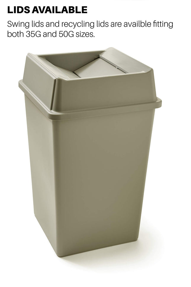 Rubbermaid Commercial FG266400BEIG HIPS Untouchable Square Trash Can Swing Top, 20-1/8-inch, Beige