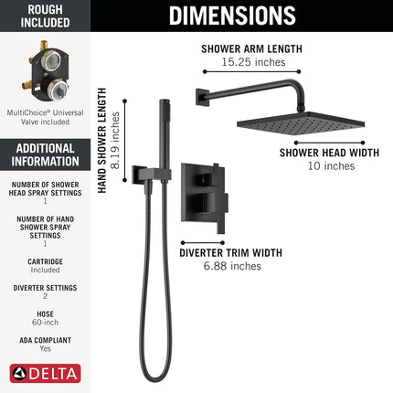 Delta 342701-BL Modern Shower System, Matte Black