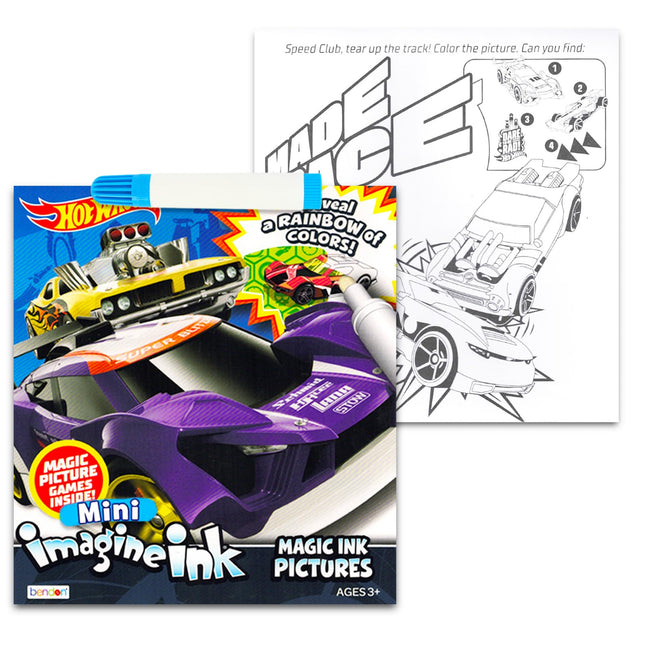 Hot Wheels Imagine Ink Coloring Book Set for Kids - 12 Pack No-Mess Magic Ink Hot Wheels Race Car Coloring Books with Rex-Man Stickers and Door Hanger (Hot Wheels Party Supplies Party Favors Bundle)